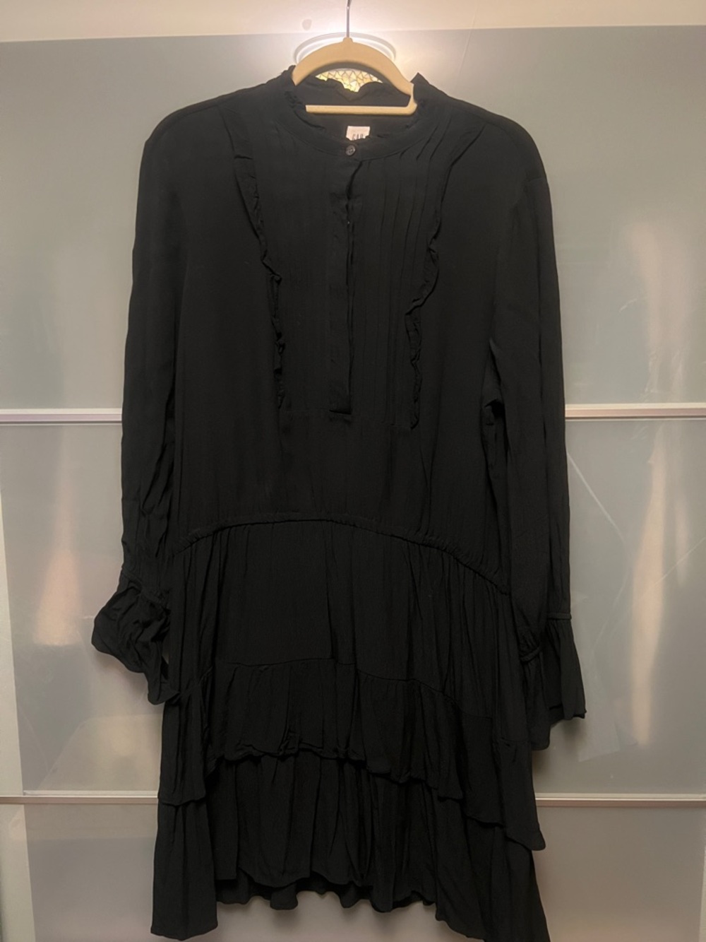 GAP Black Long-Sleeve Tiered Mini Dress